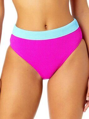 Salt + Cove Size XS Pink & Blue Colorblocked Ribbed Bikini Bottoms NWT